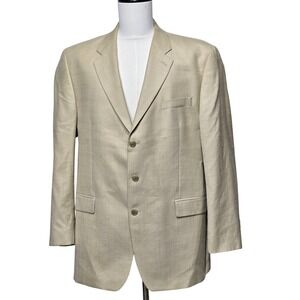 Ralph Lauren Blazer Mens 44 Long Beige Linen Silk Blend Black‎ Label Sport Coat
